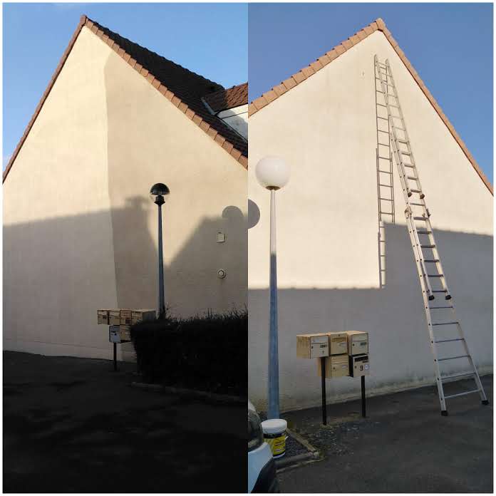 Avant après d'un chantier de ravalement de façade sur maison